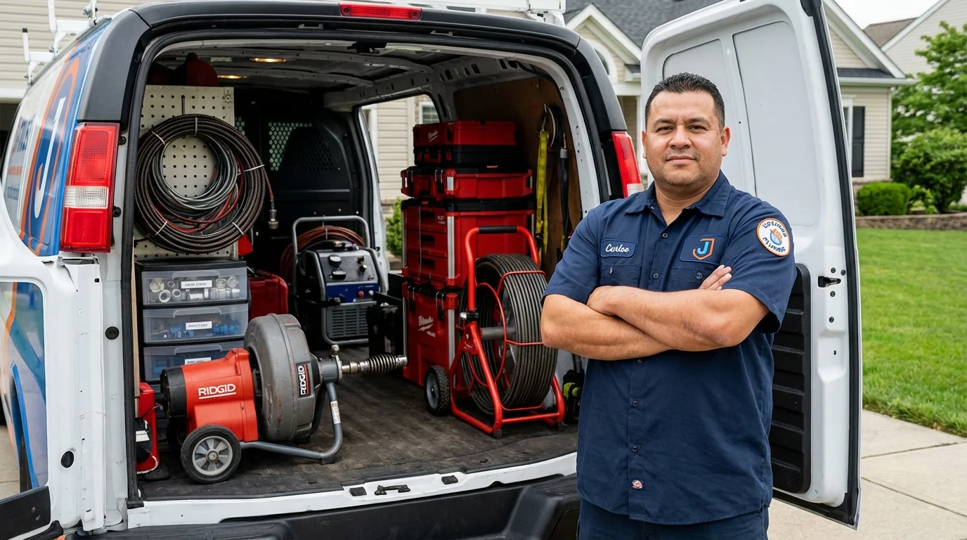 Professional drain cleaning equipment and Johns Plumbing LLC plumber in Lavallette
