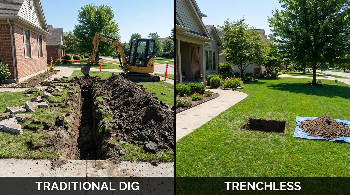 Trenchless sewer repair with minimal yard damage versus traditional excavation in Lavallette, NJ